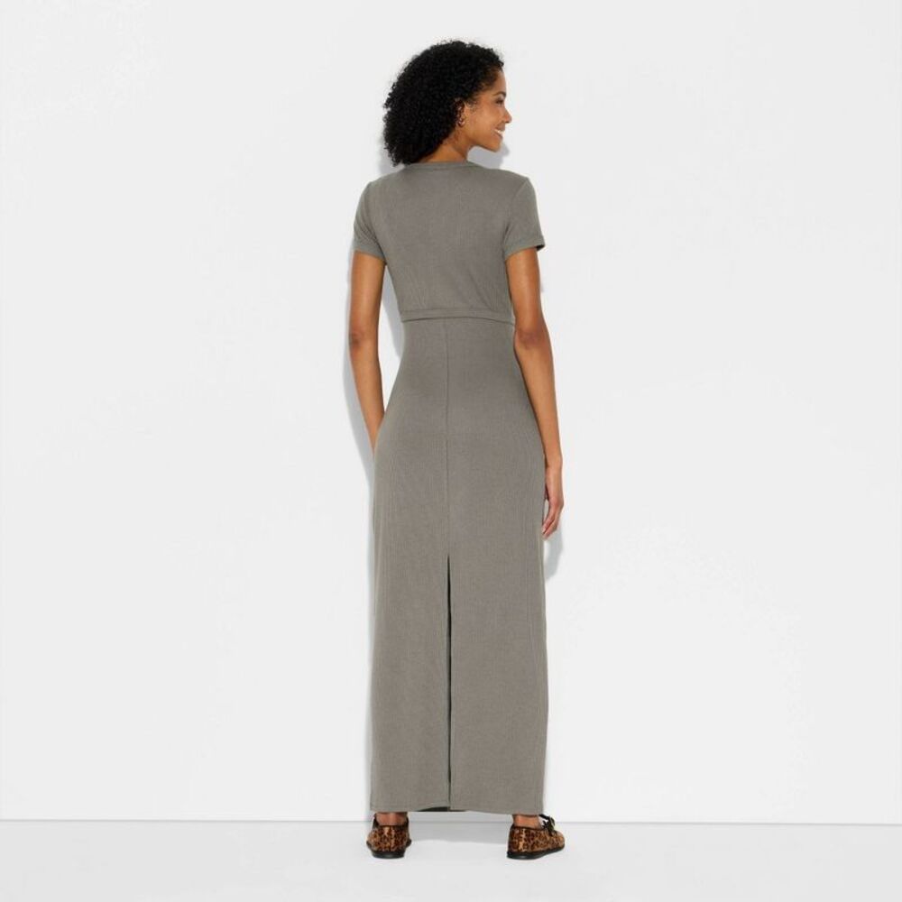 Wild Fable - Women's Ribbed Maxi Bodycon Dress and Cardigan Set Gray - Picture 3 of 3